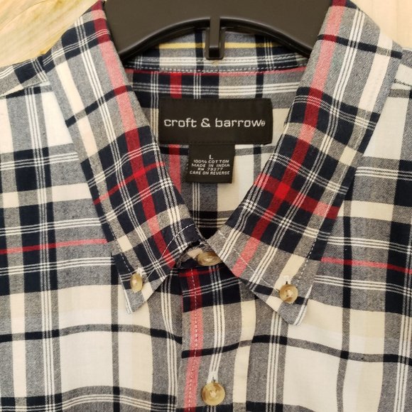 Croft and Barrow Men's Easy Care Plaid Button Down Front & Button Down Collar - Picture 6 of 6